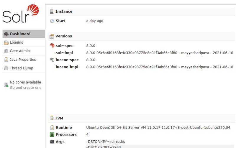веб интерфейс Solr